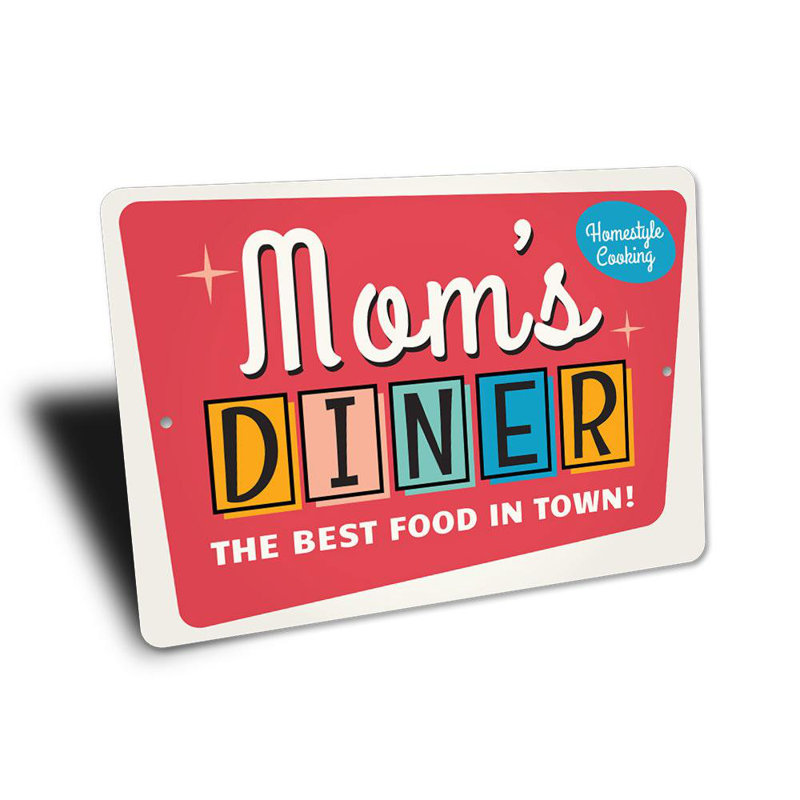 Plaque en aluminium Mom's Diner, H 12 po x l 18 po x P 0,06 po