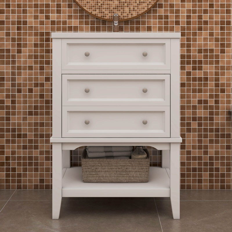 Base de meuble-lavabo sans évier de 24 pouces avec tiroir et rangement ouvert