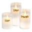 Bougies en verre DEL à piles avec flamme vacillante, Live Laugh Love - 3 pièces