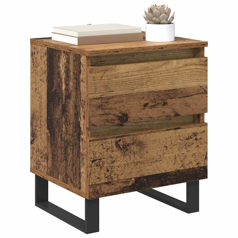 40cm W Manufactured Wood Bedside Table, Old Wood