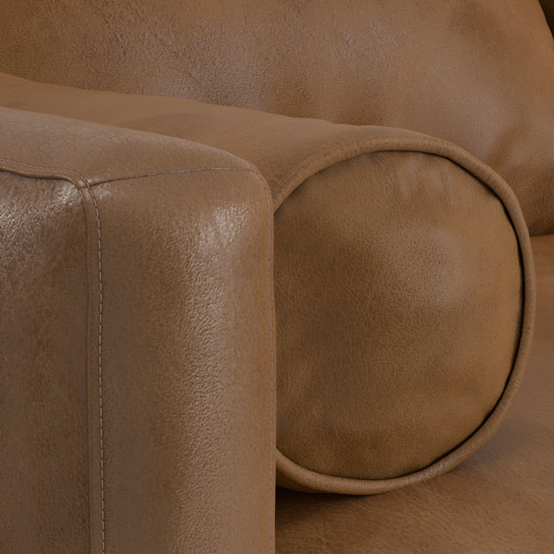 Caramel Brown Genuine Leather 72-Inch Lawson Sofa with Pillow-Top Arms