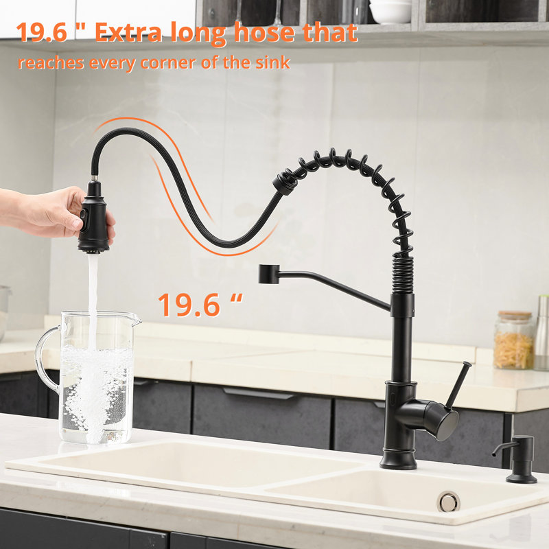 Automatic Smart Motion Sensor Kitchen Faucet - Hands Touchless With Pull Down, Black Contemporary Style, Brass, Ceramic Filler Sensor, Down , Design, For Sink