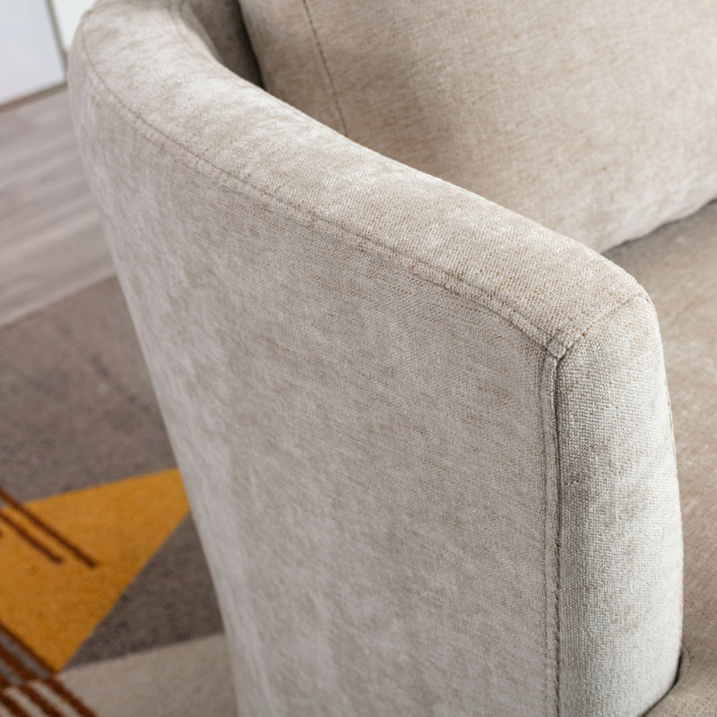 Yelina Polyester Slipcovered Swivel Barrel Chair, Beige  100% Polyester