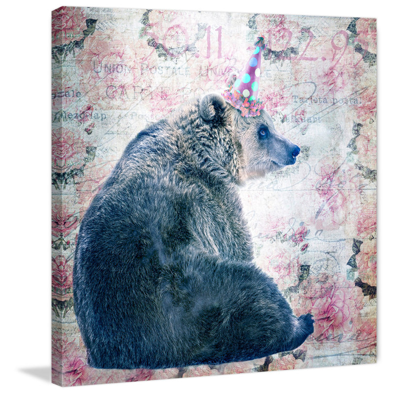 Party Bear par Morgan Jones - impression sur toile tendue, H 40 po x l 40 po x P 1,5 po