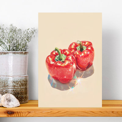 Sparkling Red Peppers Colorful Modern Playful Wall Art