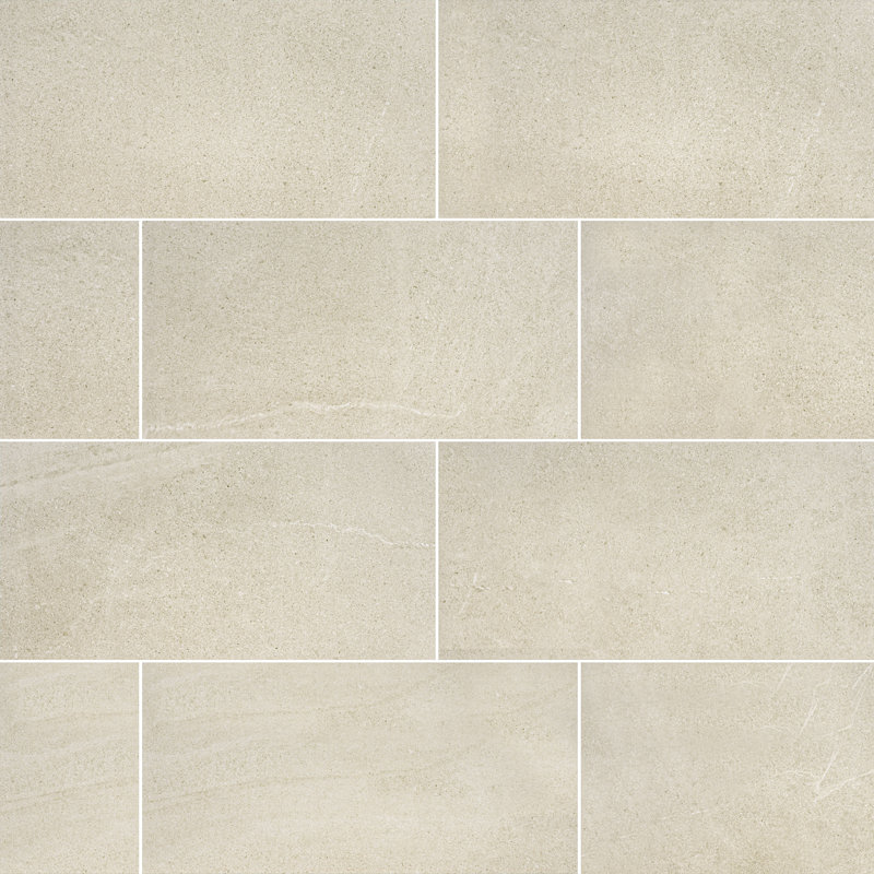 Milena 12 in. x 24 in. Matte Porcelain Stone Look Floor and Wall Tile, Cameo