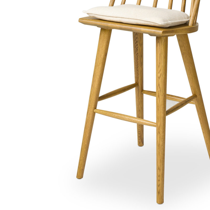 Lewis Windsor Stool With Cushion-Sandy Oak-Counter, Counter Stool (25.02” Seat Height), Sandy Oak