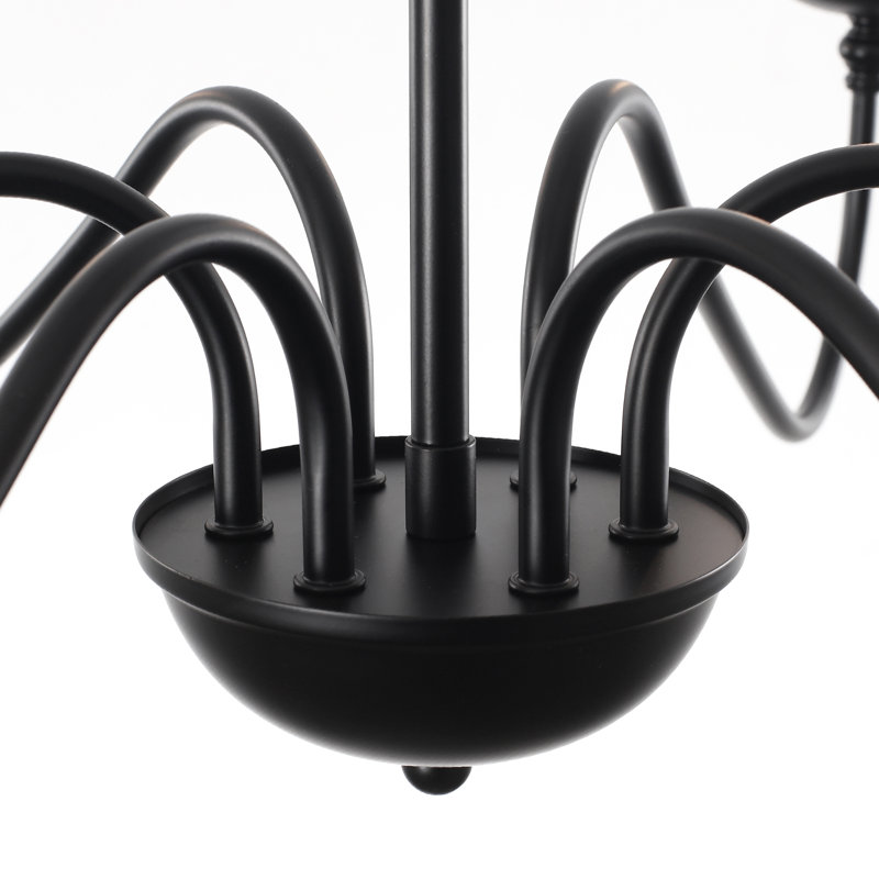 Plafonnier de style lustre noir classique / traditionnel à 6 lumières Buckhurst pour salon, vestibule, vestibule, l 34,64 po x H 76,77 po 