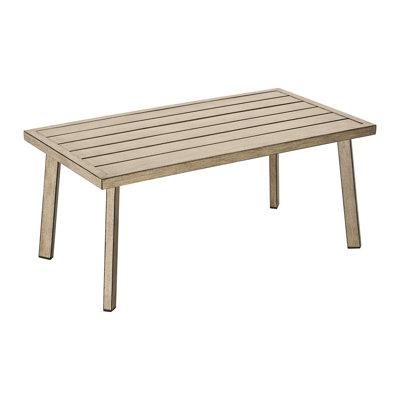 Gray Oak Rectangular Aluminum Outdoor Coffee Table with Slatted Top