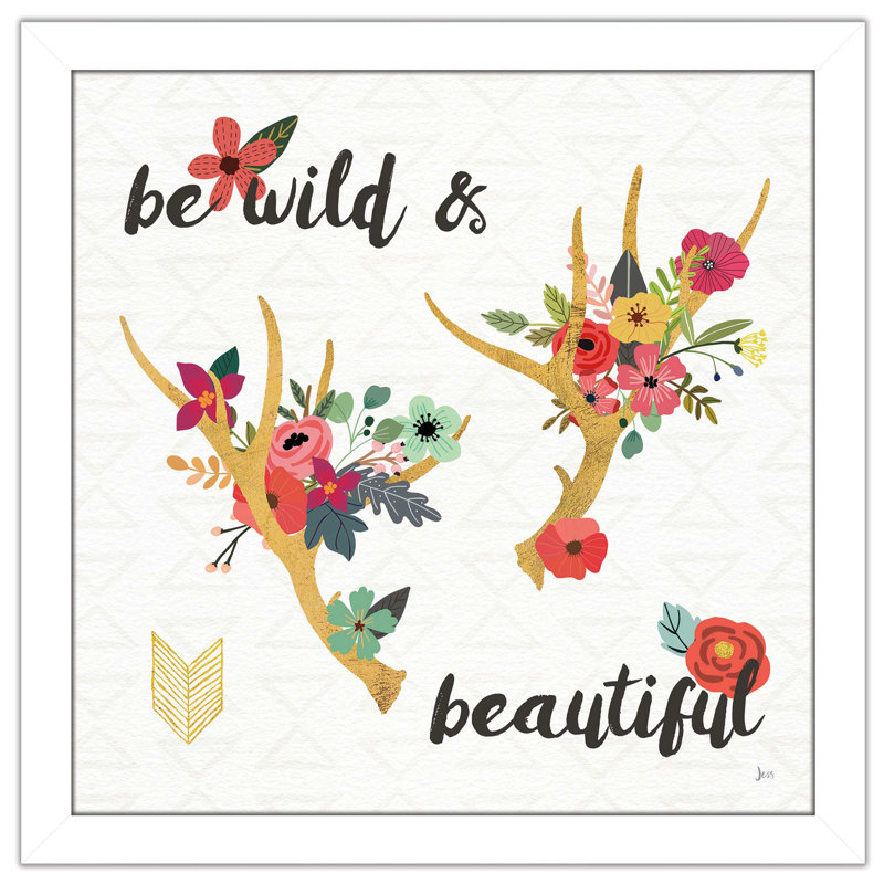 « boho beauté i », art textuel sur toile encadrée, H 37,5 po x l 37,5 po x P 1 po, Cadre blanc