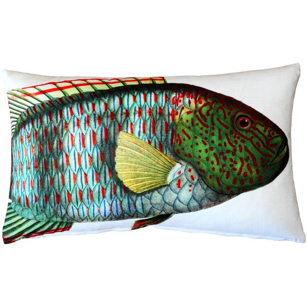Wrasse Fish Animal Print Reversible Throw Pillow