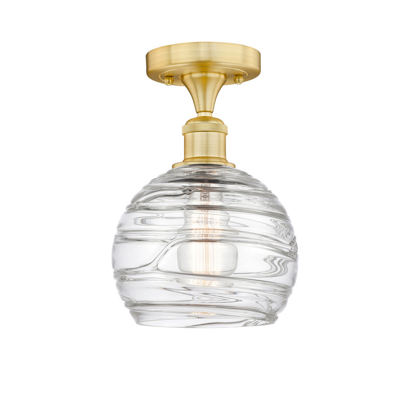 Reales Glass Semi Flush Mount, 13" H x 8" W x 8" D, Satin Gold
