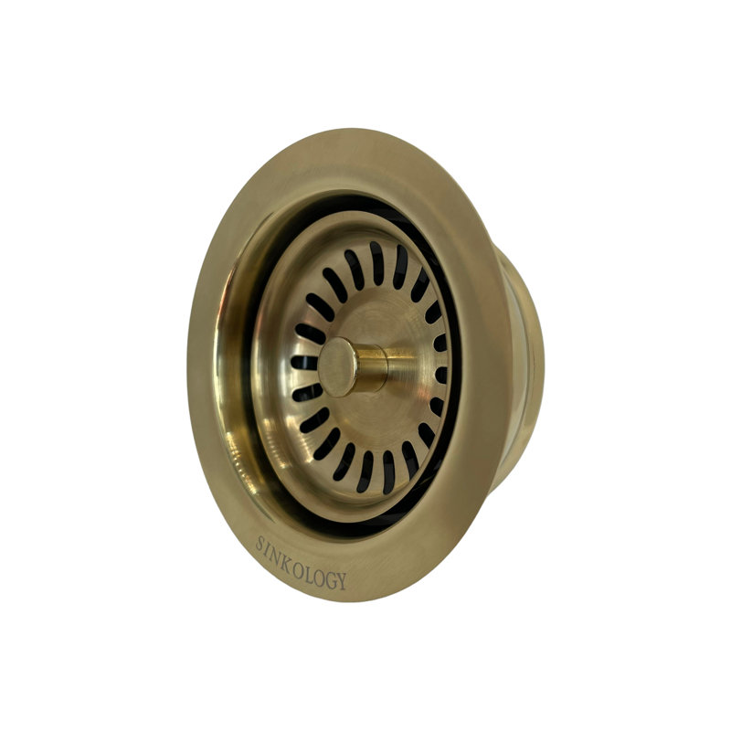 SinkSense Satin Gold Kitchen Sink Disposal Flange Drain with Stopper