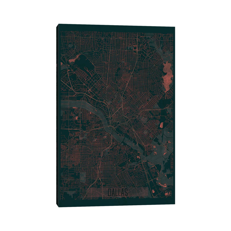 Dallas Infrared Urban Blueprint Map 1 Piece Wrapped Canvas Wall Art, 66.04 cm H x 45.72 cm W x 1.91 cm D