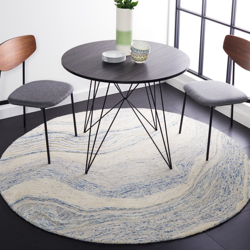 Krish Hand Tufted New Zealand Wool Abstract Rug, Round 8'
