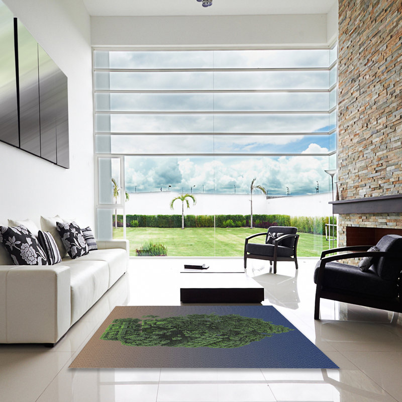 Tapis de zone verte à motif, Carré 5 pi