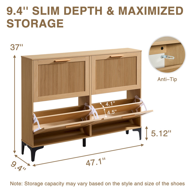 Armoire de rangement cannelée à 4 tiroirs cannelés, chêne naturel, 1 pièce, Natural Oak