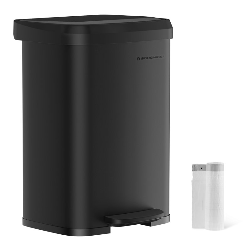 Steel Step On Kitchen Trash Can - 50L, Black