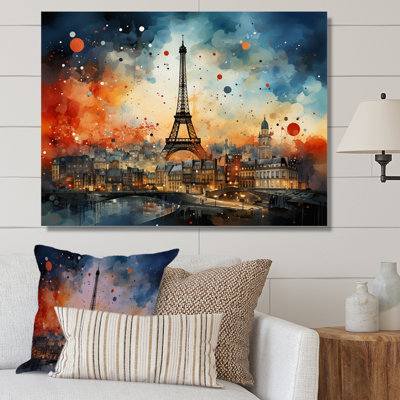 Vue du coucher du soleil de Paris de la Tour Eiffel - Art mural de la ville de Paris