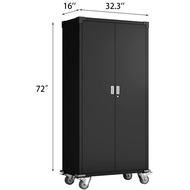 Black Freestanding Lockable Office Cabinet with Adjustable Shelving