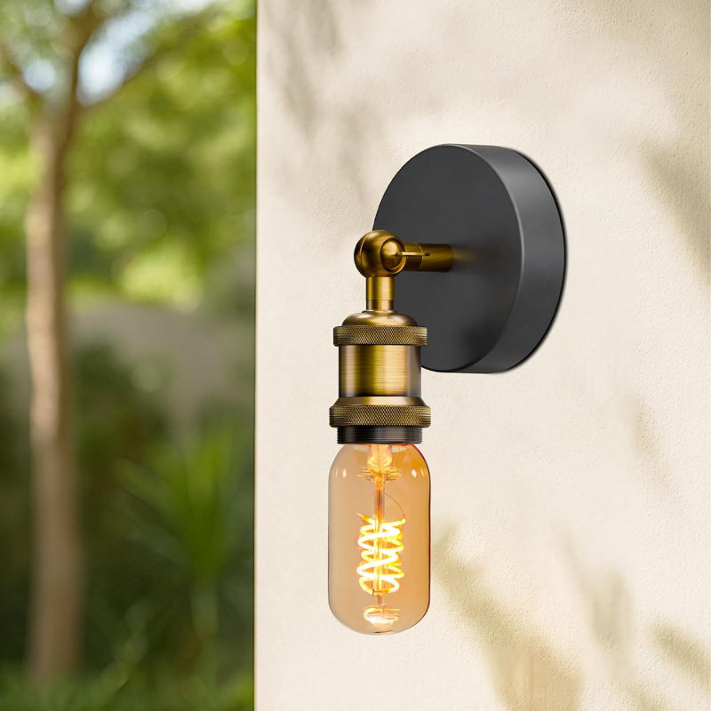 Appliques rétro pour lampes murales, luminaire mural rétro E26 pour chambre à coucher, couloir, salon, Laiton noir et jaune