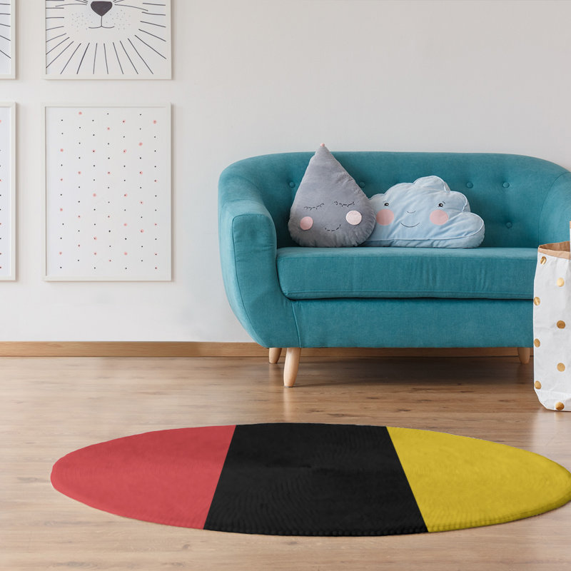 Tapis de zone rouge/noir, Rond 5 pi