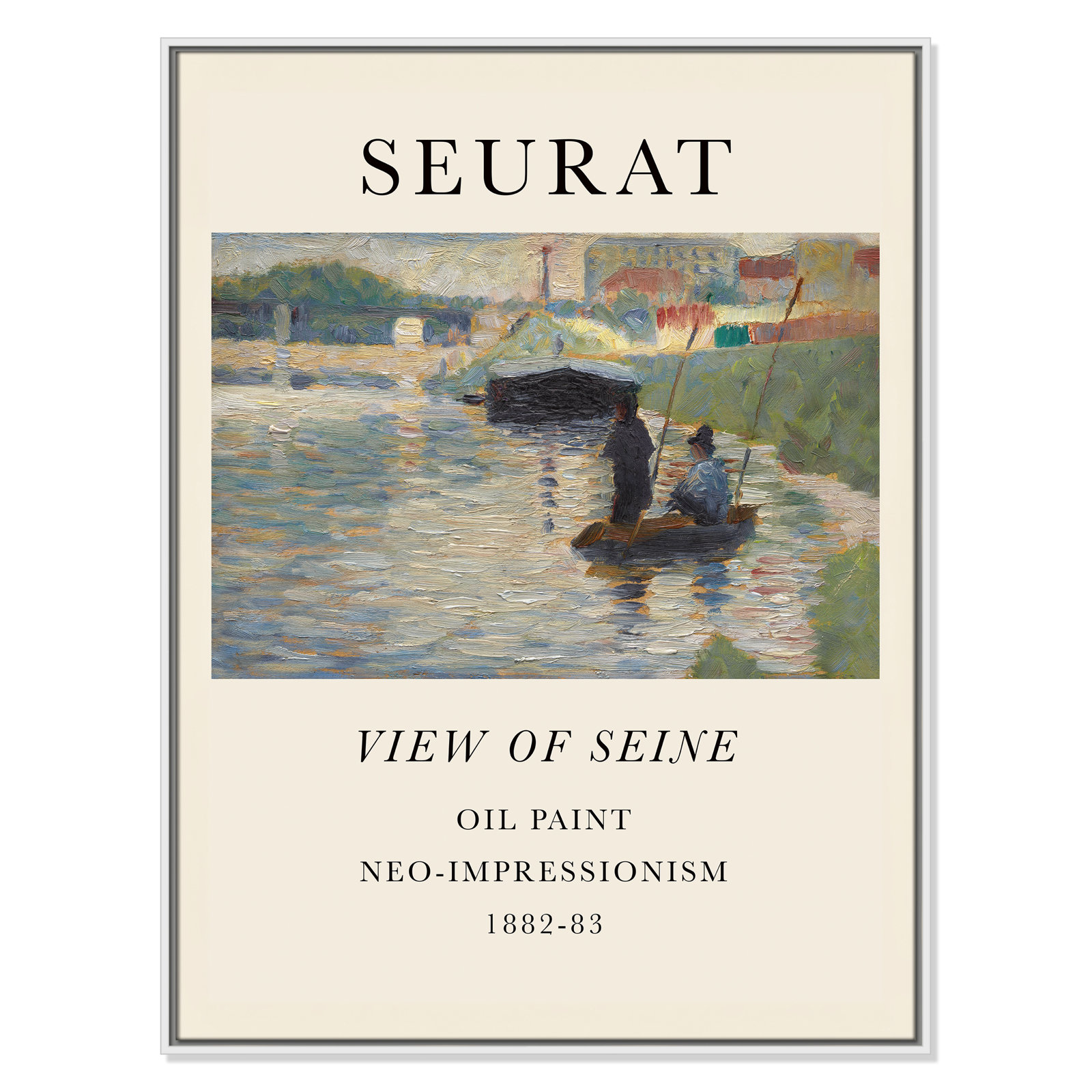 View Of Seine by Georges Seurat, No, 41.5" H x 31.5" W x 2" D, White Floater Frame