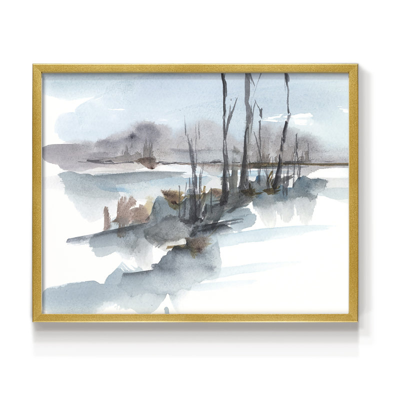 «Winter Stream Watercolor I», reproduction encadrée
