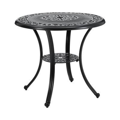 Round Metal Outdoor Bistro Table With Umbrella Hole , 80cm cm W 80cm cm D