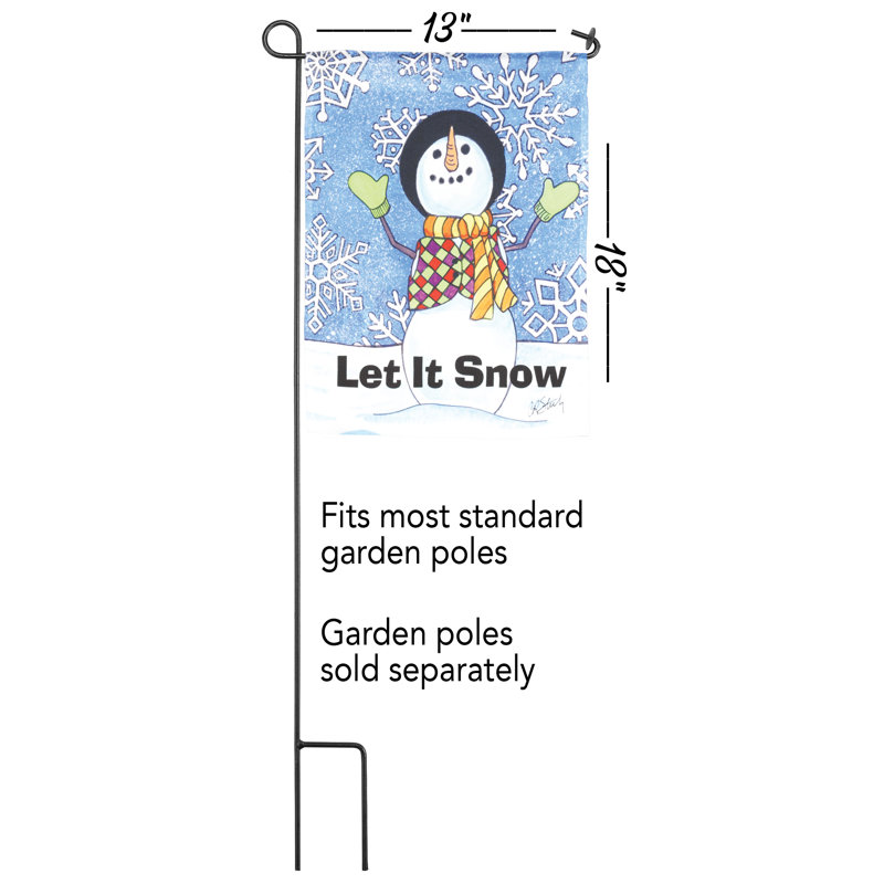 Drapeau de jardin en polyester 18 po x 13 po Let It Snow