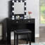 Coiffeuse de maquillage noire avec tabouret, 10 lumières, connexion, prise de courant et 2 tiroirs pour lumières de chambre à coucher et prise de tabouret, alimentation électrique-863093644