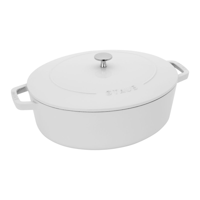 Staub Cast Iron 6.25-Qt Wide Oval Dutch Oven - White, White