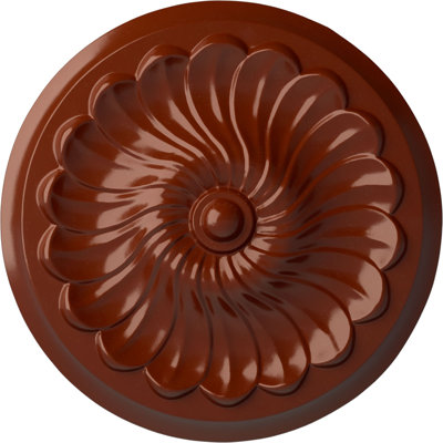 Endurathane Flower Spiral Ceiling Medallion, 12 1/4"OD x 2 1/4"P (Fits Canopies up to 2"), Hand-Painted Firebrick Finish