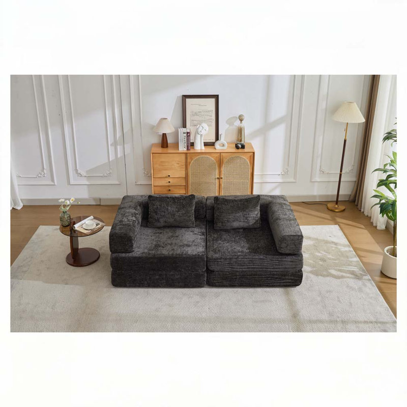 Canapé-lit Chenille, Noir