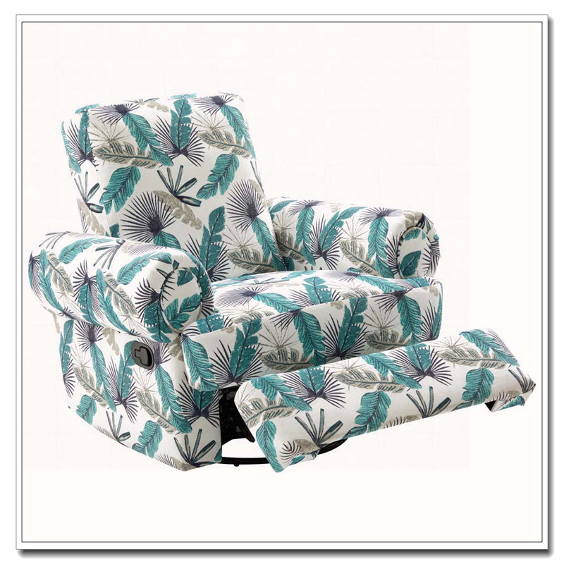 Manual Recliner Sofa Swivel Recliner Rocker Chair With Adjustable Backrest For Living Room, Bedroom, Green/Brown Floral