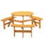 Table de pique-nique circulaire en bois pour 6 personnes