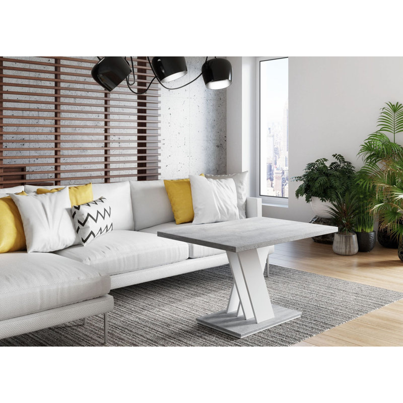 Masiv Cross Legs Coffee Table with Storage, White