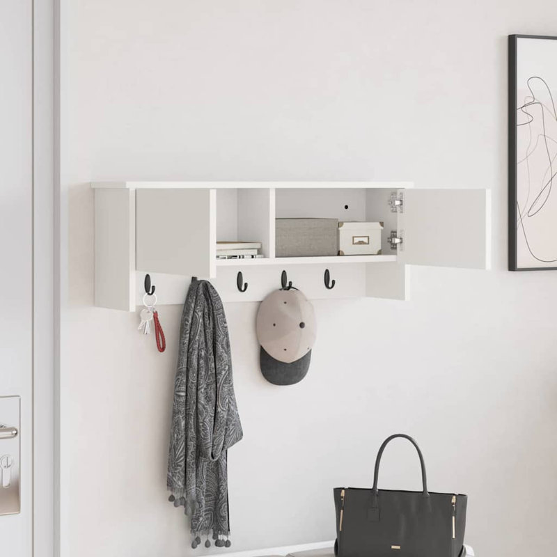 Wall-Mounted Coat Rack With Shelf 80 X 20 X 30 Cm, White