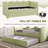 Linen Upholstered Gingham Daybed With Trundle, Usb Charging Port & Wave-shaped Design, No Box Spring Needed-372022685