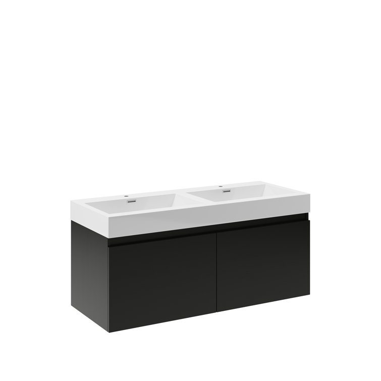 Fresca Mezzo 48" Wall Mount Double Sink Bathroom Vanity with Integrated Top - Faucet Not Included