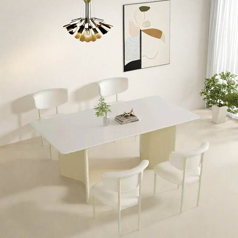 Cream Style Rectangular Dining Table Sets., 29.53"H x 70.87"L x 31.5"W