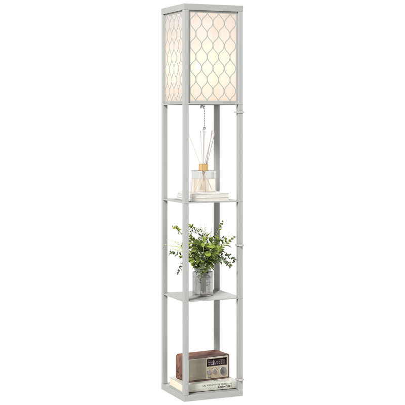 160cm Melamine Faced Column Floor Lamp, Grey