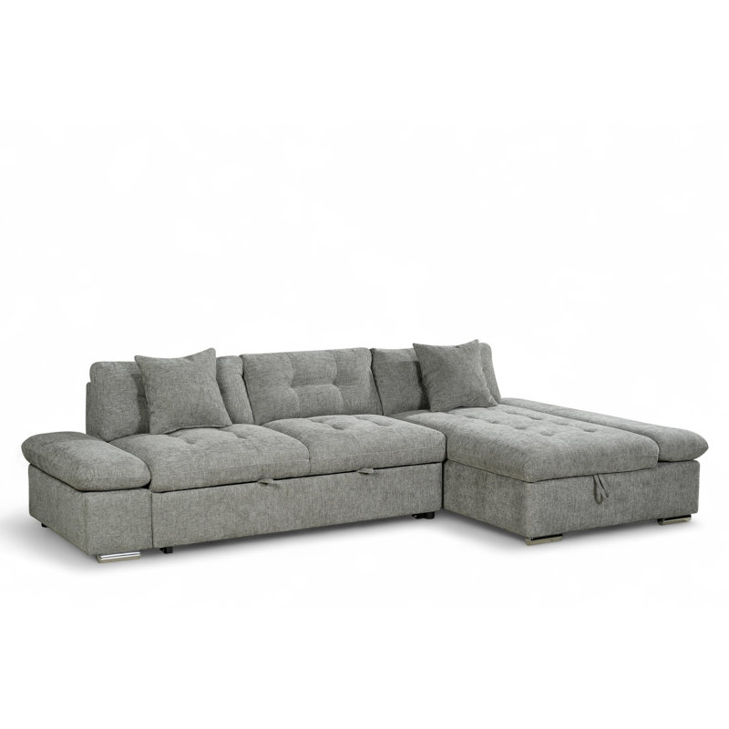 Aayush 4 Seater Sofa Bed, Grey, Right Hand Facing