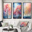 «Pink and Blue Trees Field Pointillism III», 3 pièces sur toile-853095416-853095419