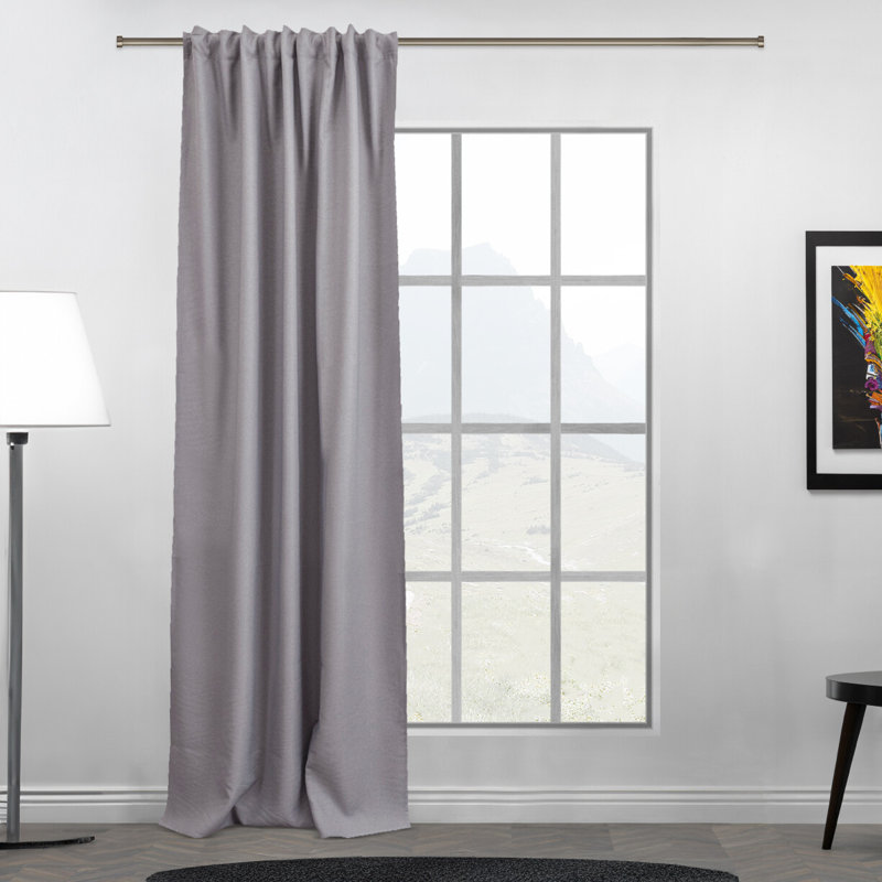 Room Darkening Single Curtain Panel, 130cm Width x 265cm Drop, Light Grey