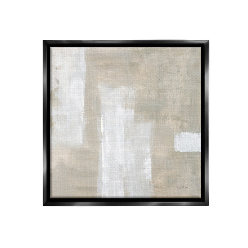 «Subtle Beige Abstract» par Danhui Nai sur, Cadre flottant noir de jais, H 25 po x l 25 po