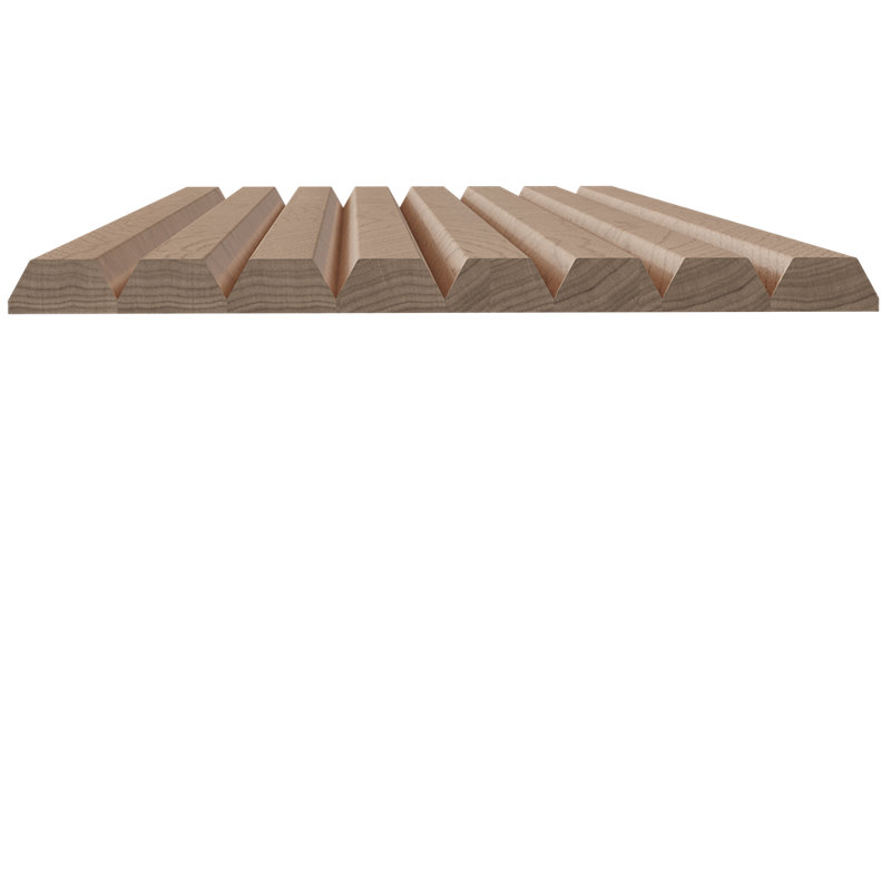 1-1/2" Tall Bevel Slat Tambour - Walnut (12"W x 48"L), Natural Hard Maple