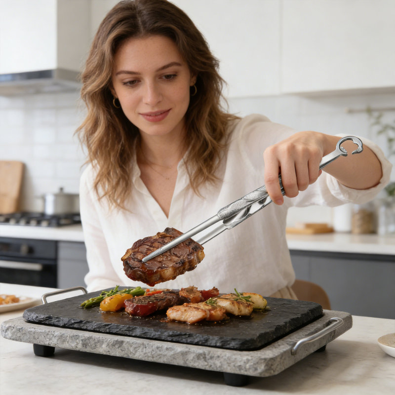 Pinces pour barbecue en acier inoxydable 12,5 po, pinces pour barbecue avec ouvre-bouteille et poignée antidérapante