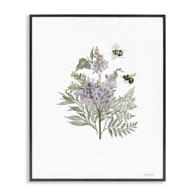 Lilas et bourdon par Cindy Jacobs bg-137, H 30 po x l 24 po, Giclée encadrée noir minuit