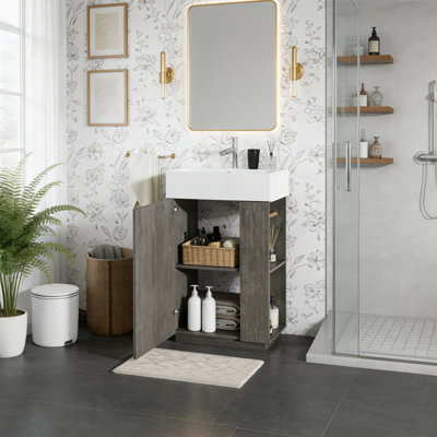 21.6" Single Bathroom Vanity With Ceramic Sink